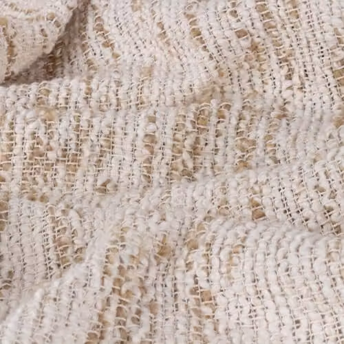 Riva Home Woven Cotton Blend Throw with Fringes in Beige, W: 130 cm, D: 180 cm – 2