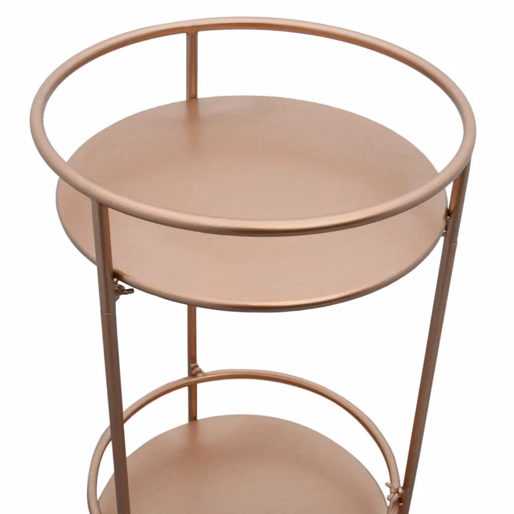 Monstershop Art Deco Rose Gold Lacquered Metal Drinks Trolley Bar Cart, W/D/H: 40 x 40 x 66 cm – 2