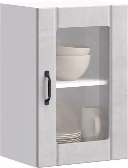 Berkfield Home Lucca Modern Kitchen Wall Cabinet with Glass Doors in Concrete Grey