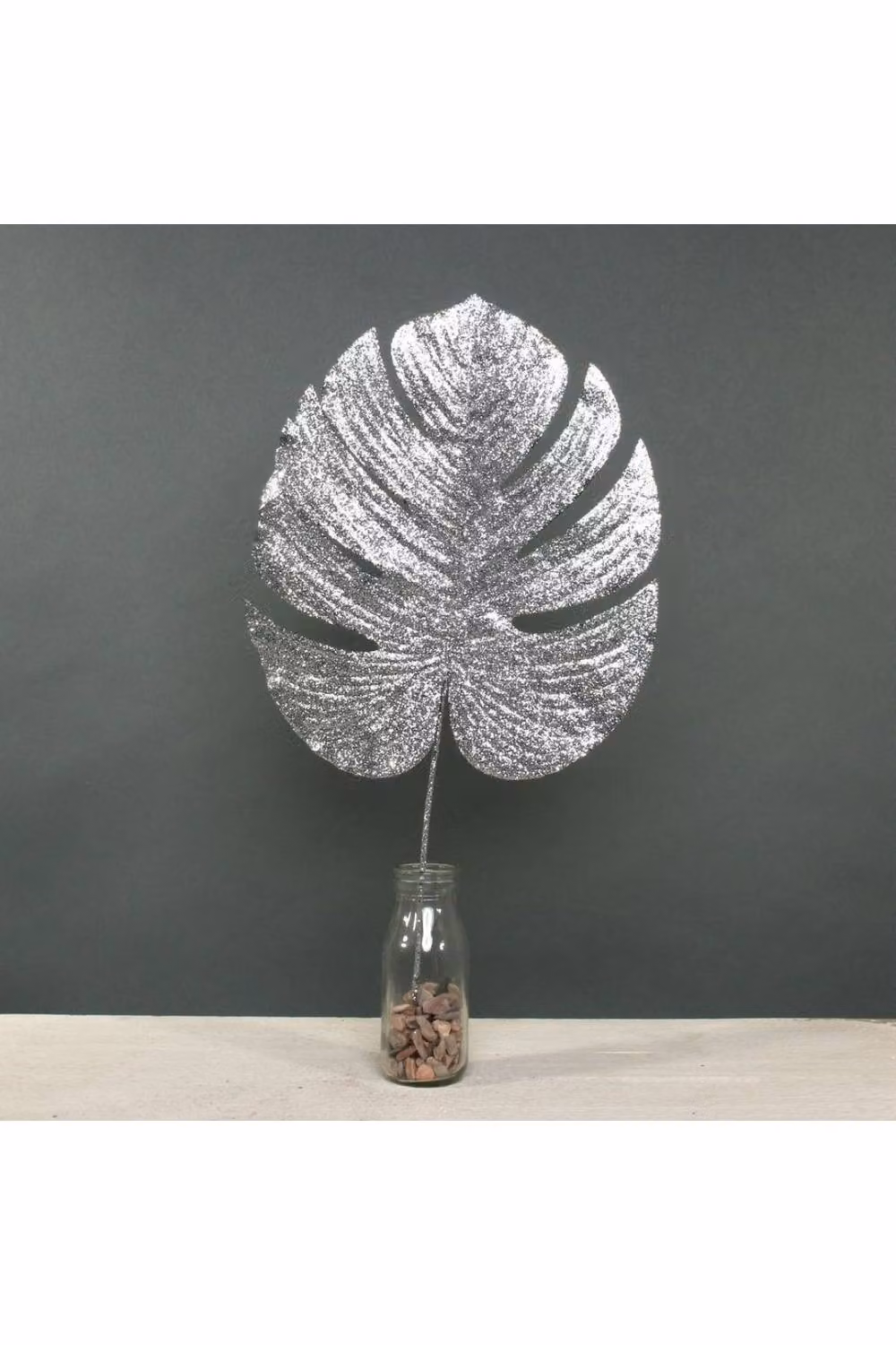 KDMD Silver Glitter Monstera Leaf Large 2 Pack – 2