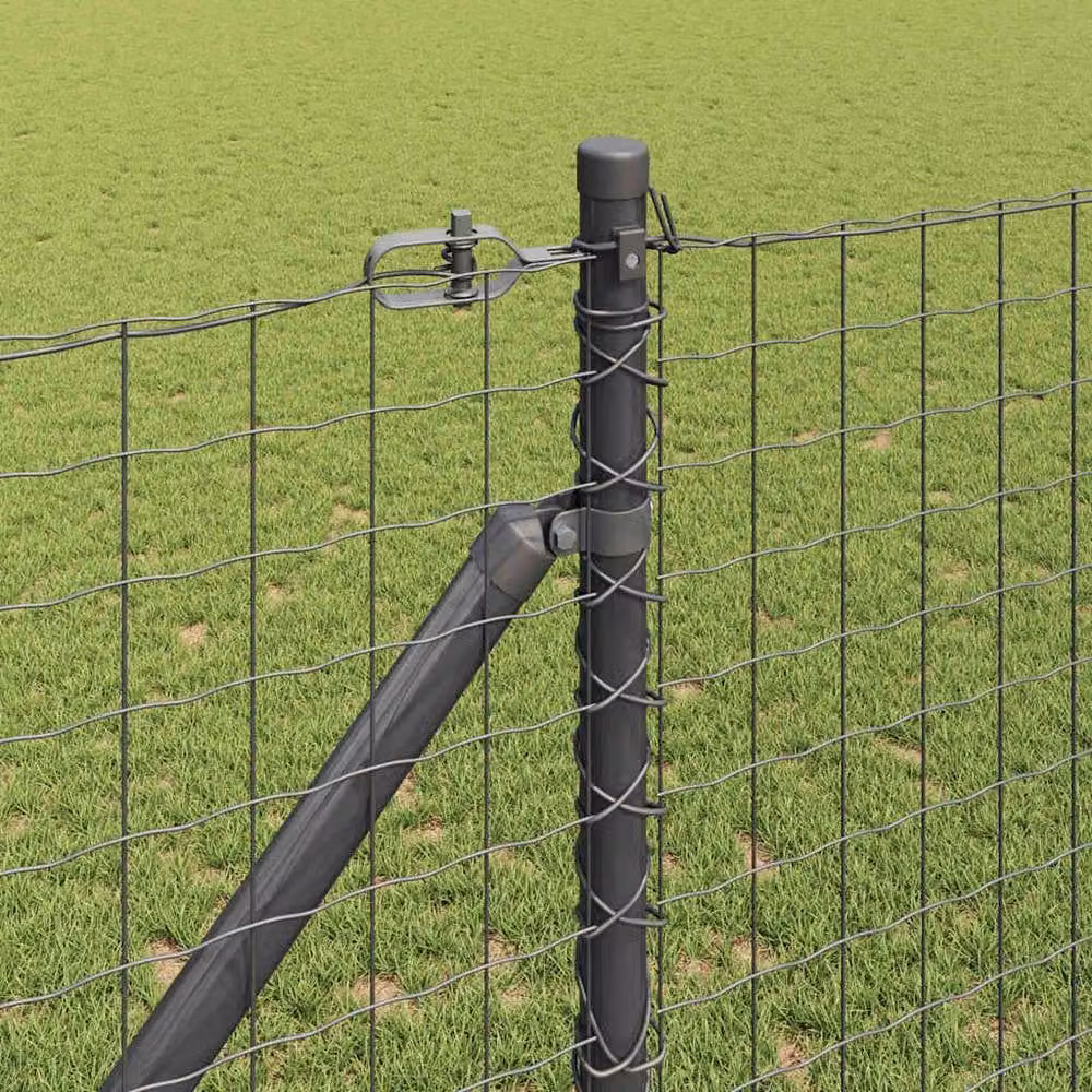 Berkfield Home Versatile Euro Fence with 7 Spike Posts, Grey Galvanised Steel, W: 10 m, H: 1.4 m – 3