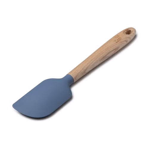 Zeal Blue Silicone Spatula with Wood Handle, 25 cm, Non-Scratch and Heat-Resistant