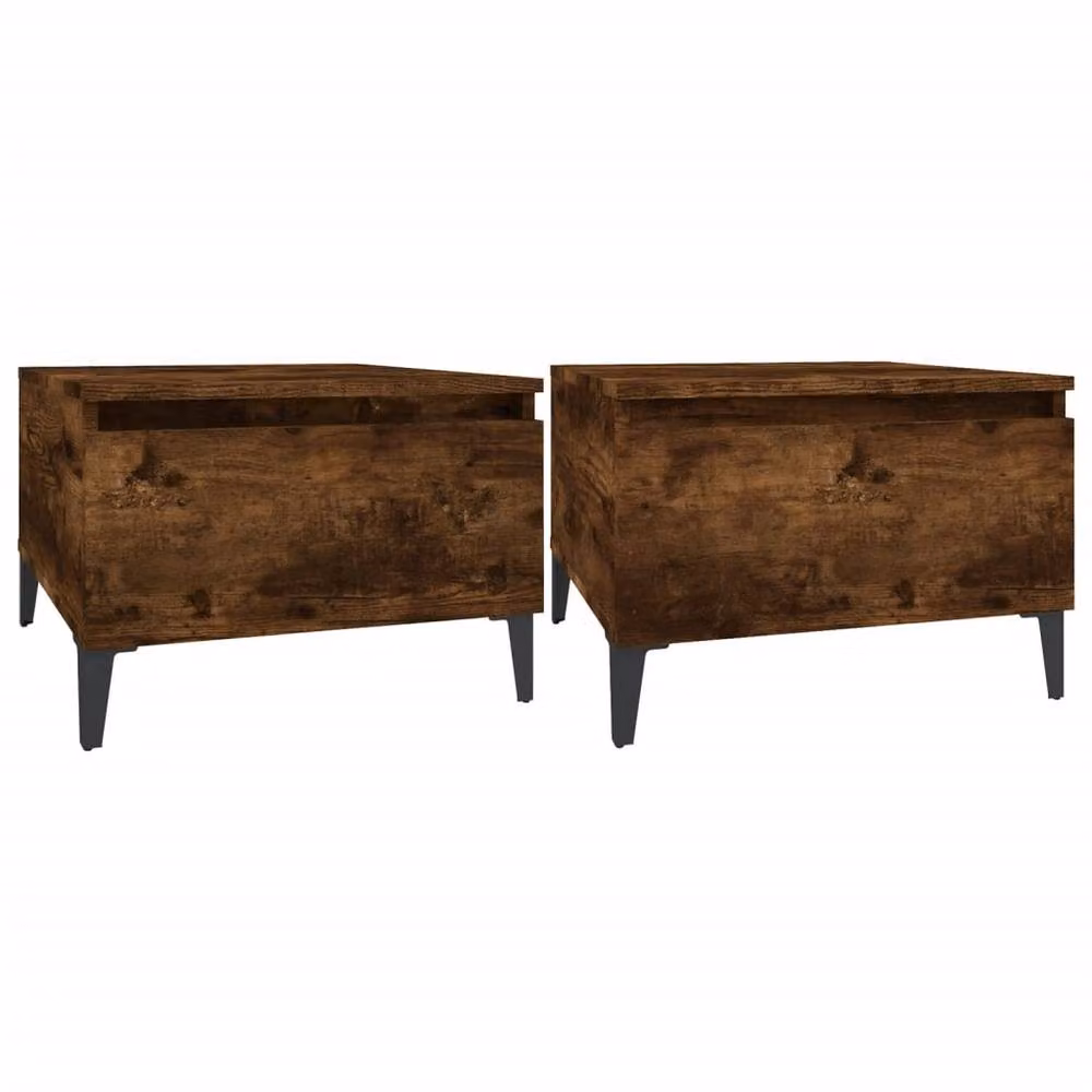 Berkfield Home Set of 2 Smoked Oak Side Tables in Brown, W/D/H: 50 x 46 x 35 cm – 2