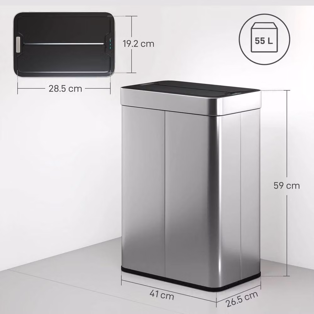 NESTLUNE 55L Automatic Smart Sensor Bin in Silver – 2