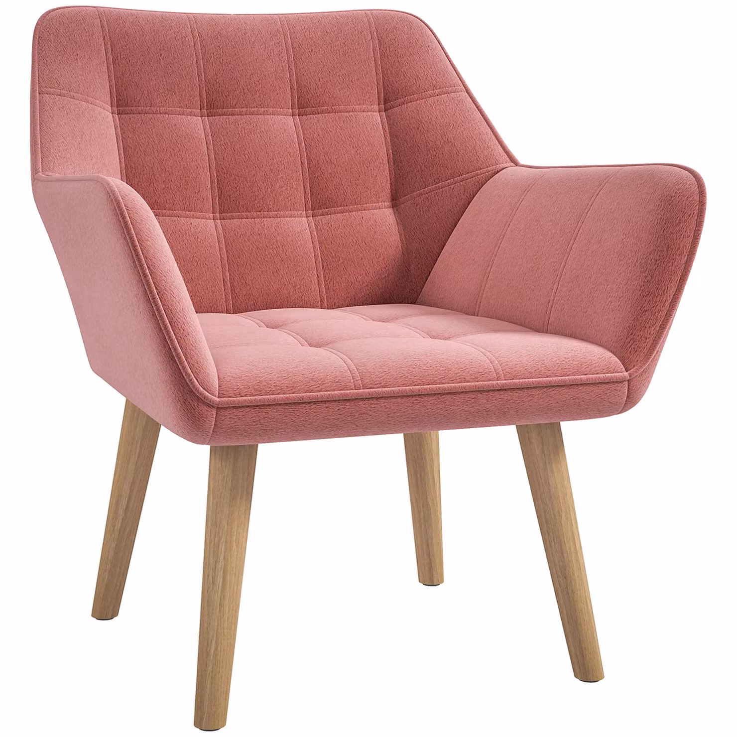 HOMCOM Pink Velvet Accent Chair with Armrests and Metal and Wood Legs – 2
