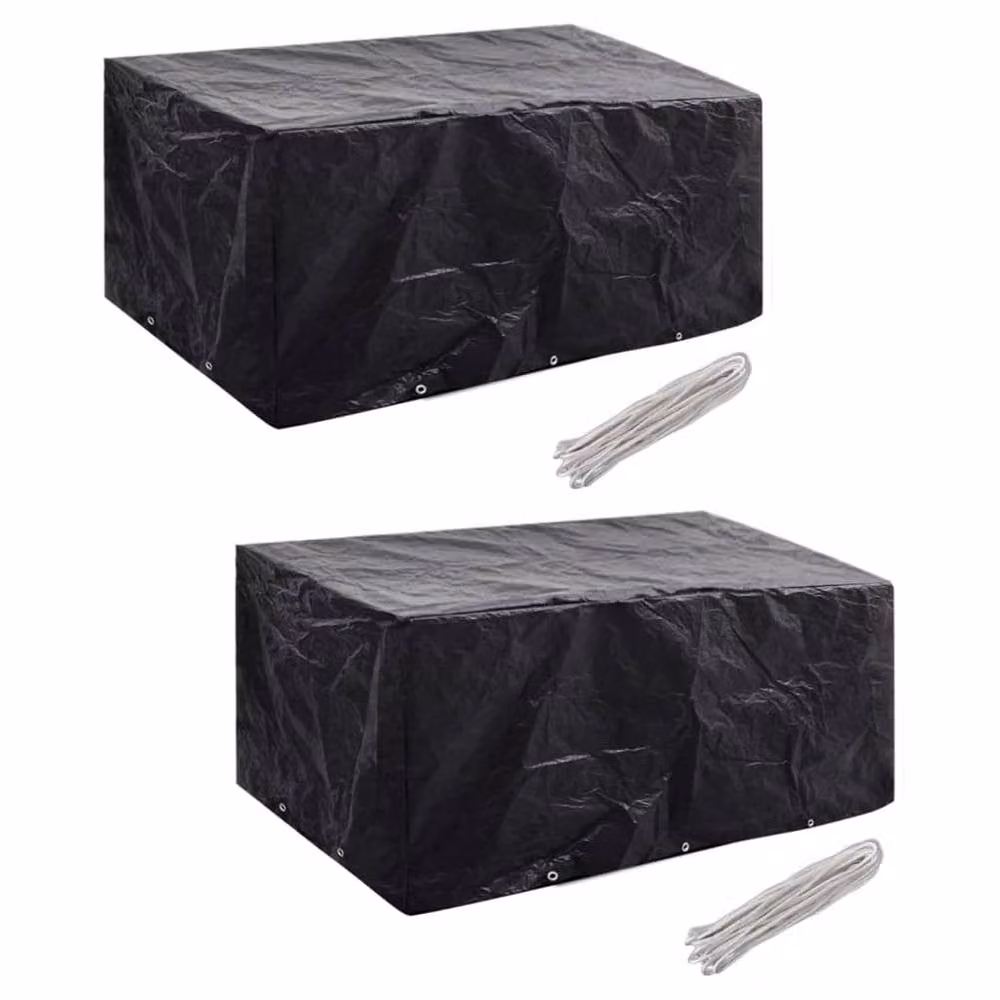 Berkfield Home Water-Repellent Poly Rattan Garden Furniture Covers for 6 People, 2 Pack, Black, W: 240 cm, D: 140 cm – 2