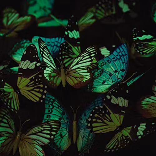 mysmartbuy 18 Pack Glow in the Dark Butterfly Stake Decorations in Turquoise, Blue and Multicolour, Metal Garden Ornaments, H25 x W8.5 x D7.5 cm – 2