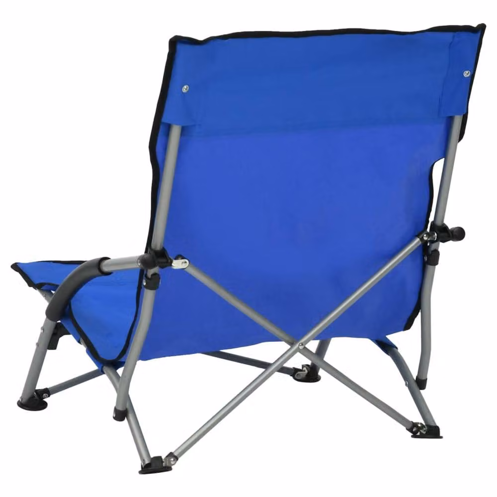 Berkfield Home Set of 2 Blue Fabric Folding Beach and Garden Chairs with Armrests – 4