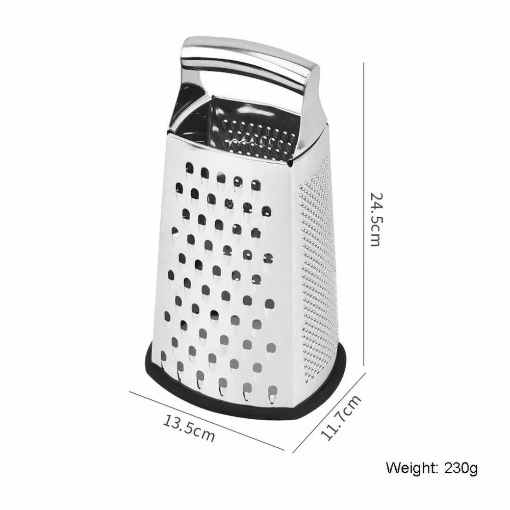 NESTLUNE 4-Sided Stainless Steel Box Grater for Cheese and Vegetables, Silver, W: 15 cm, D: 15 cm, H: 24.5 cm – 2
