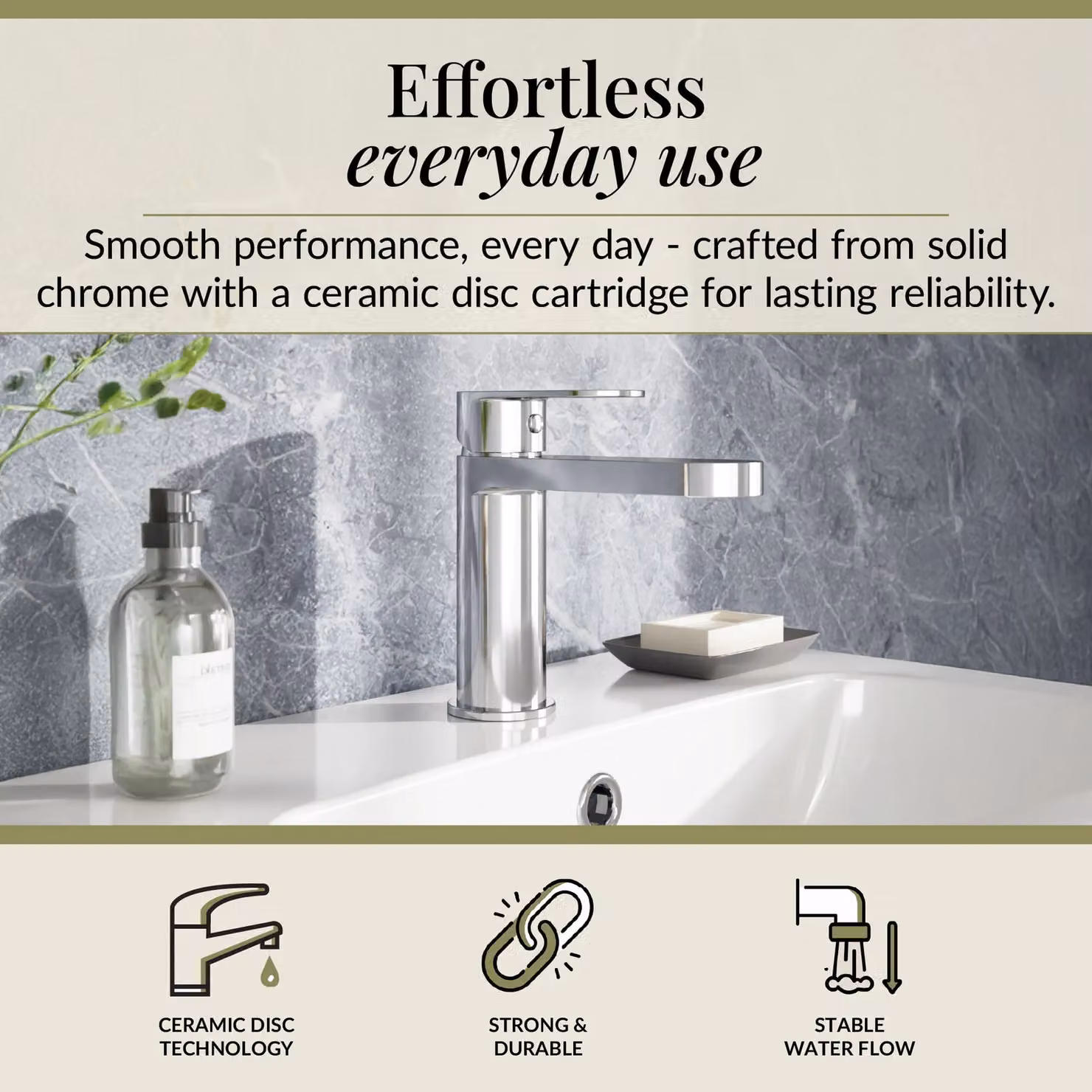 Balterley Cascade Round Mono Basin Mixer Tap with Push Button Waste, Chrome – 2