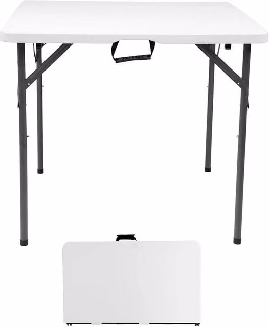 NESTLUNE White Plastic Folding Square Table for Garden, Picnic and Camping, W/D: 91.44 x 91.44 cm – 1