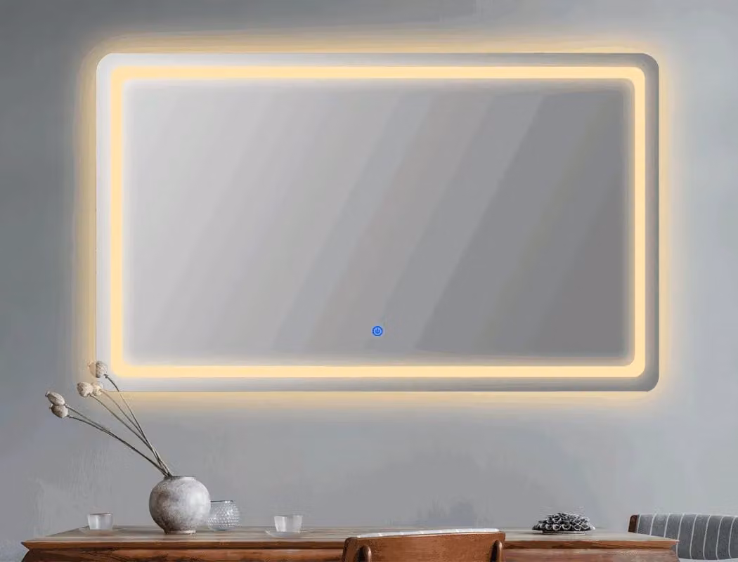 Emitto LED Anti-fog Bathroom Wall Mirror with Makeup Light in Bright Green, W: 100 cm, H: 70 cm, D: 2.5 cm – 6