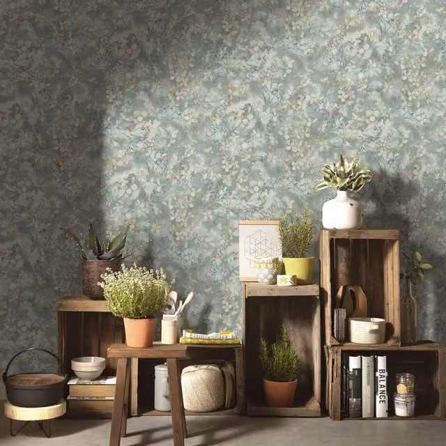 Erismann Vintage Botanical Floral Wallpaper in Green