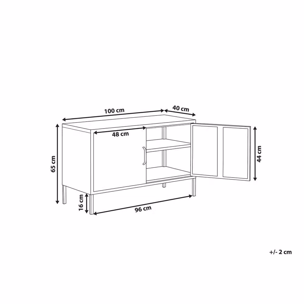 Wyld and Coco Grey Industrial Metal and Glass 2-Door Sideboard, W: 100 cm, H: 65 cm, D: 40 cm – 3