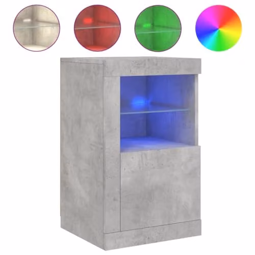 vidaXL Set of 2 Modern Side Cabinets with Integrated LED Lighting in Concrete Grey – 4