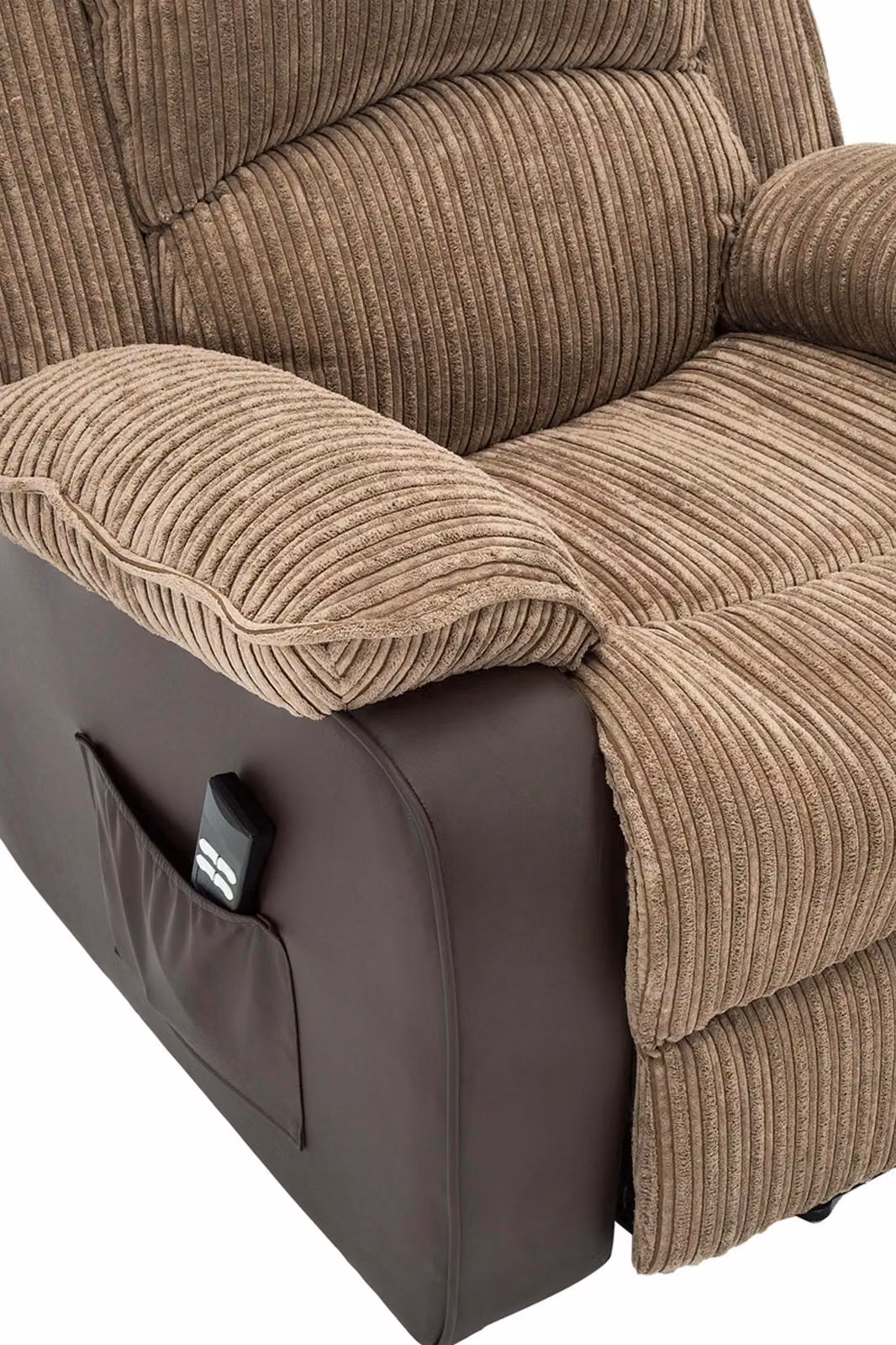 More4Homes Postana Dual Motor Electric Rise Recliner Armchair in Brown Jumbo Cord Fabric – 4
