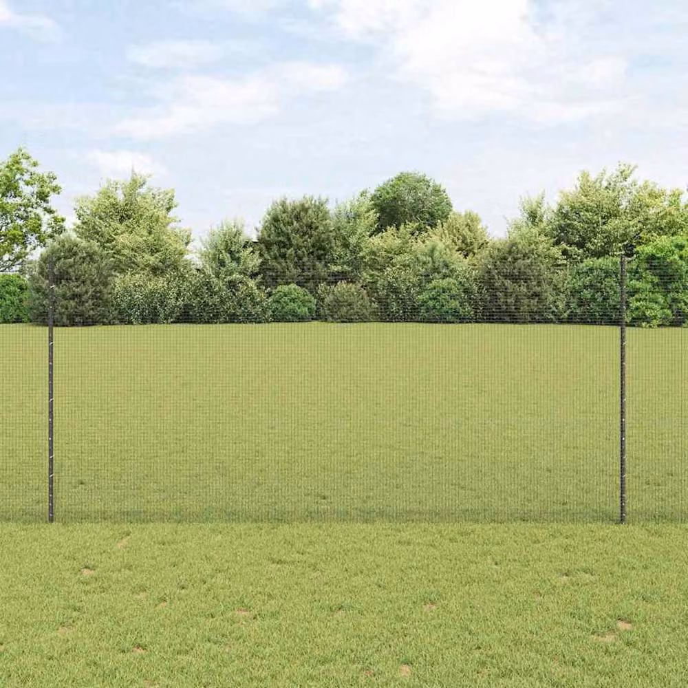 Berkfield Home Modern Welded Wire Fence with 10 U-Profile Posts, Dark Grey Steel, W: 10 m, H: 1.4 m – 2