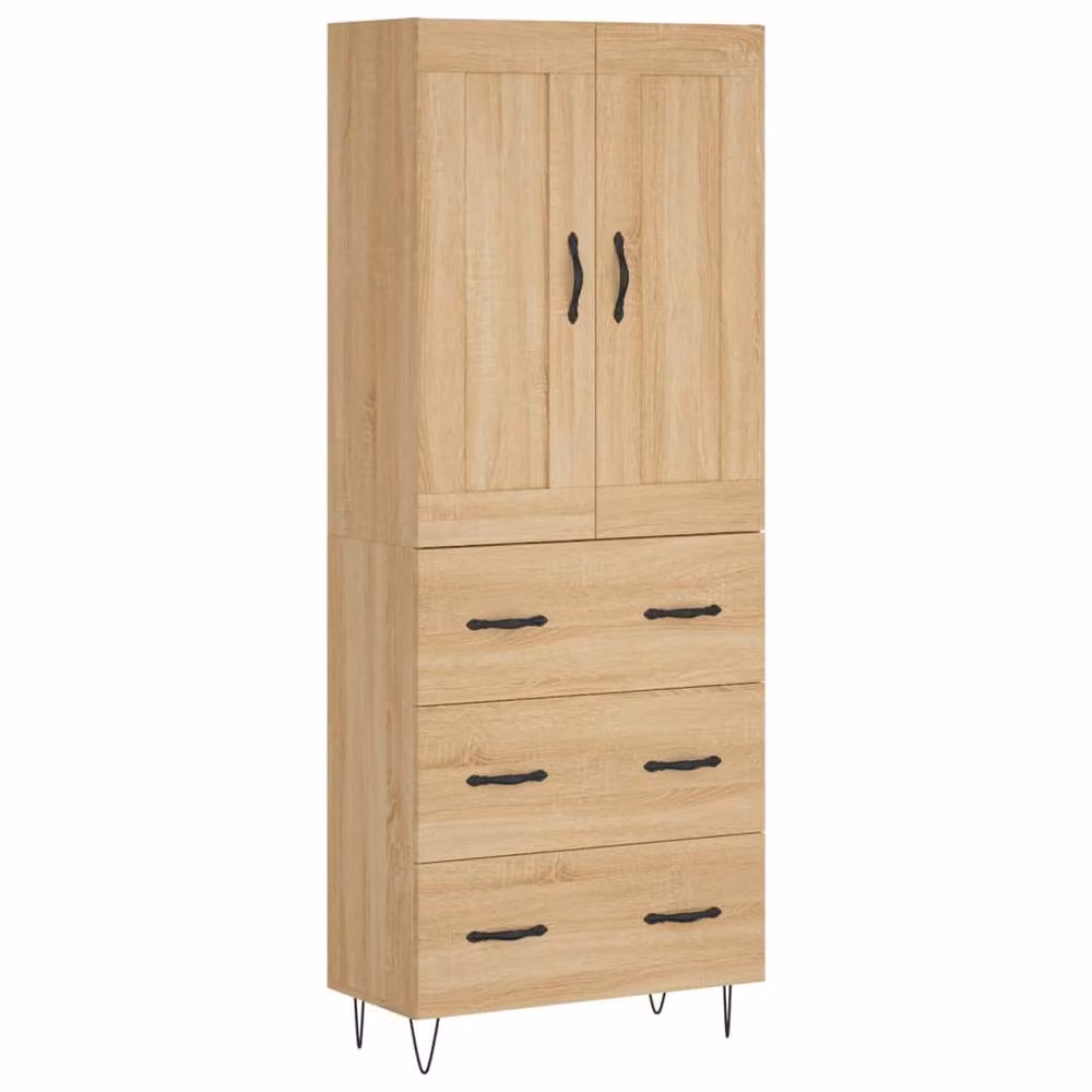 Berkfield Home Sonoma Oak Highboard in Light Brown, W/D/H: 69.5 x 34 x 180 cm – 3