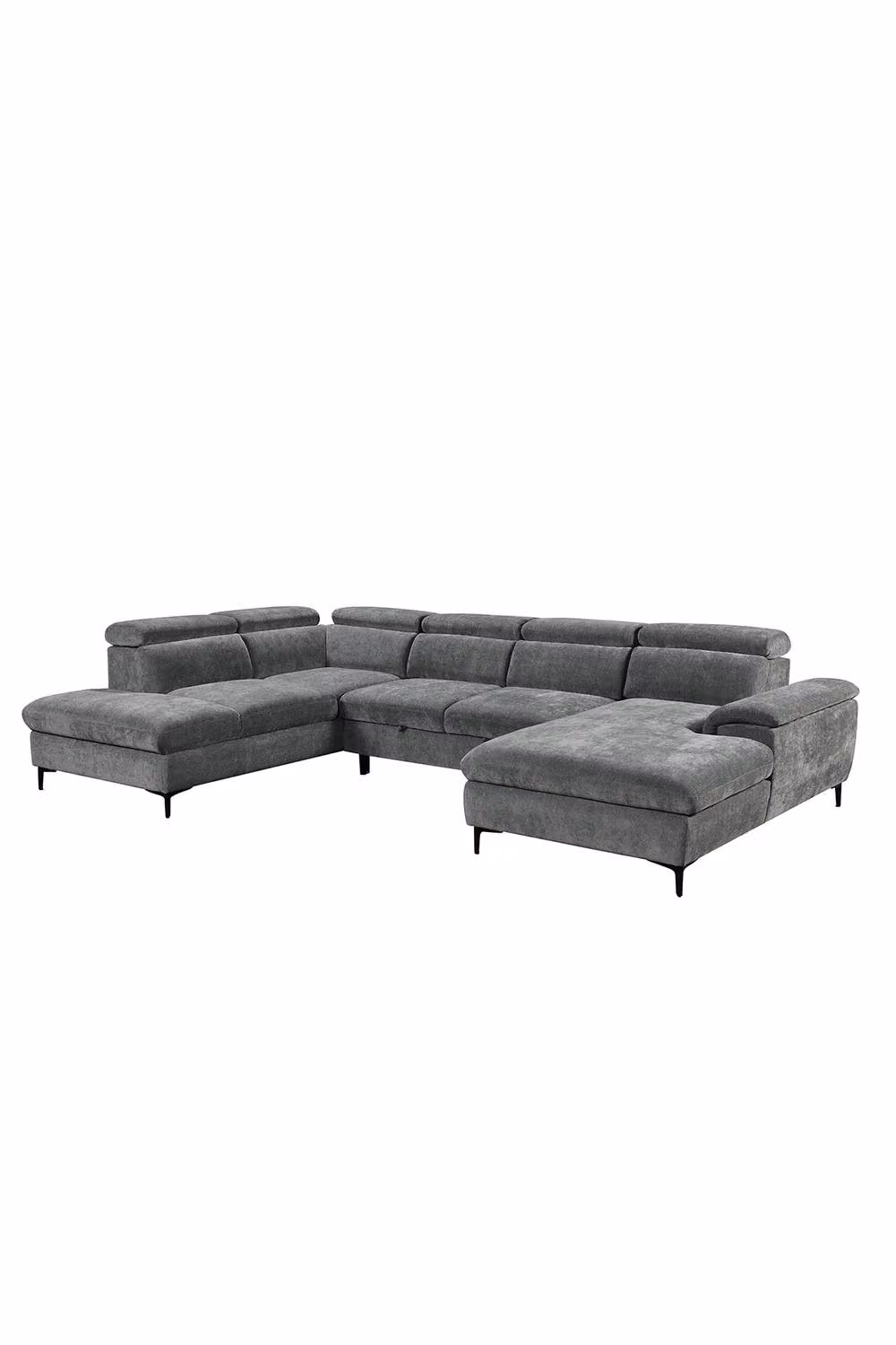 More4Homes Leon Grey Fabric L-Shape Pull Out Corner Sofa Bed with Adjustable Headrest and Feather Filling – 2