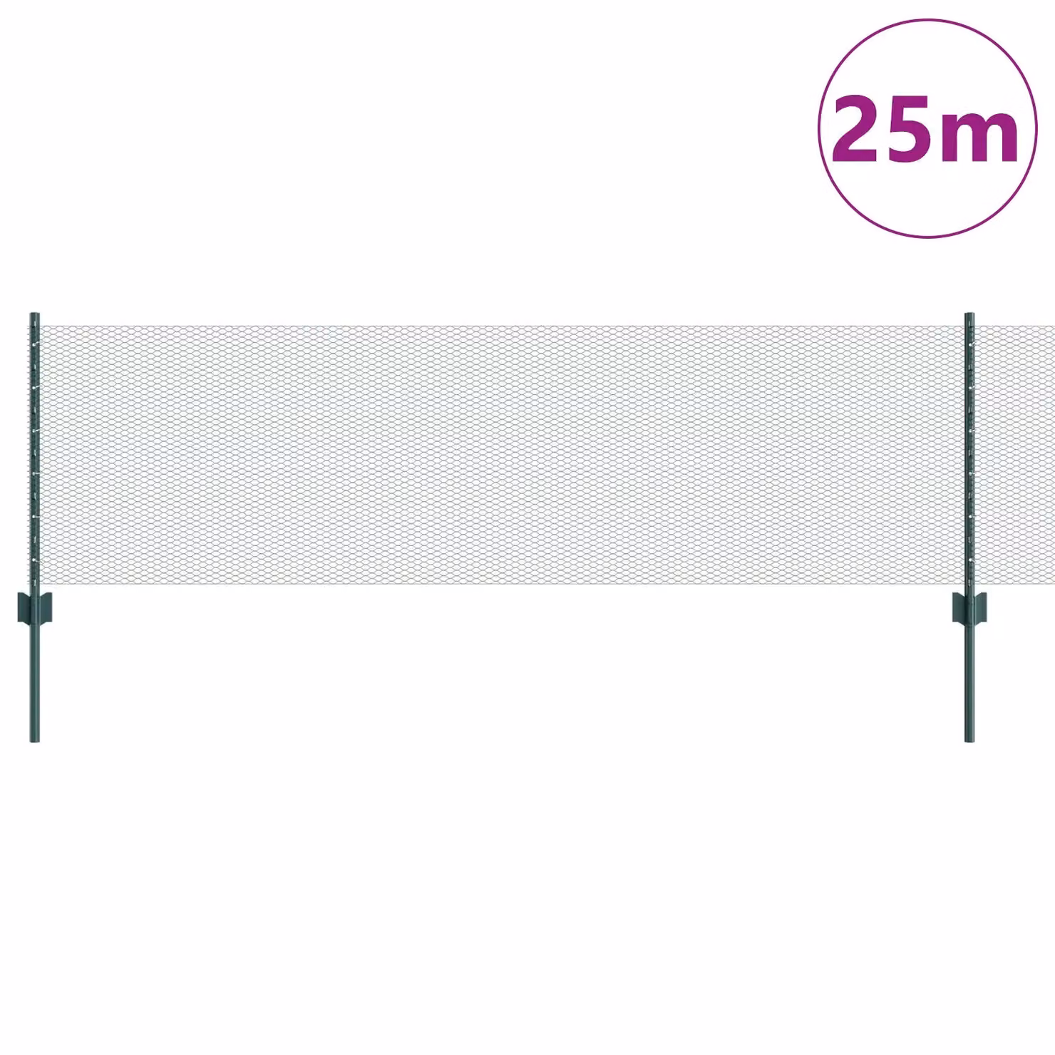 Berkfield Home Green Steel U-Channel Fence Post Set (11 pcs) and Hexagon Steel Fence (0.6 x 25 m) – 2