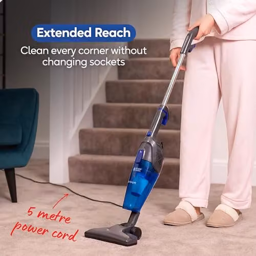 Russell Hobbs Zoom 2-in-1 Corded Stick Vacuum Cleaner, Blue and Grey, 600W, Bagless with 0.5L Dust Tank and Washable Filter, RHSV1002 – 8