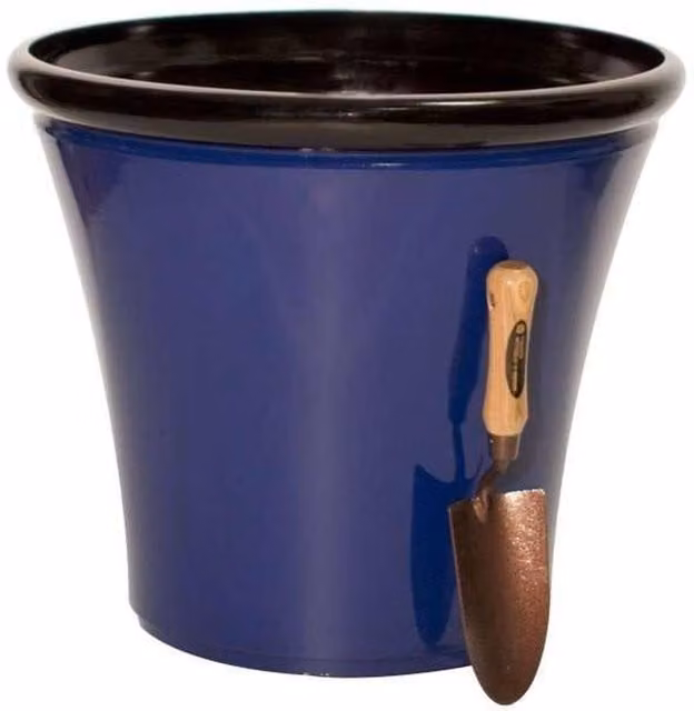 Primrose Cobalt Blue Glaze Effect Ceramic Round Outdoor Planter Pot, Diameter: 50 cm