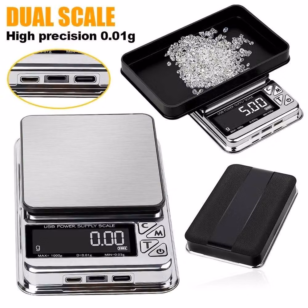 NESTLUNE High-Precision Digital Scale with Digital Display in Silver, 500g Capacity, W/D/H: 100 x 100 x 100 cm – 3