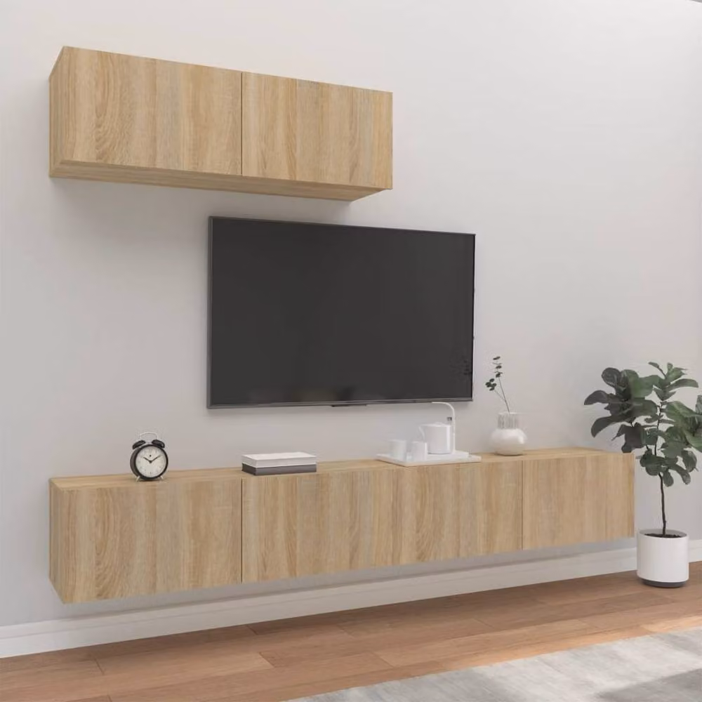 Berkfield Home 3 Piece Sonoma Oak TV Cabinet Set in Light Oak – 2