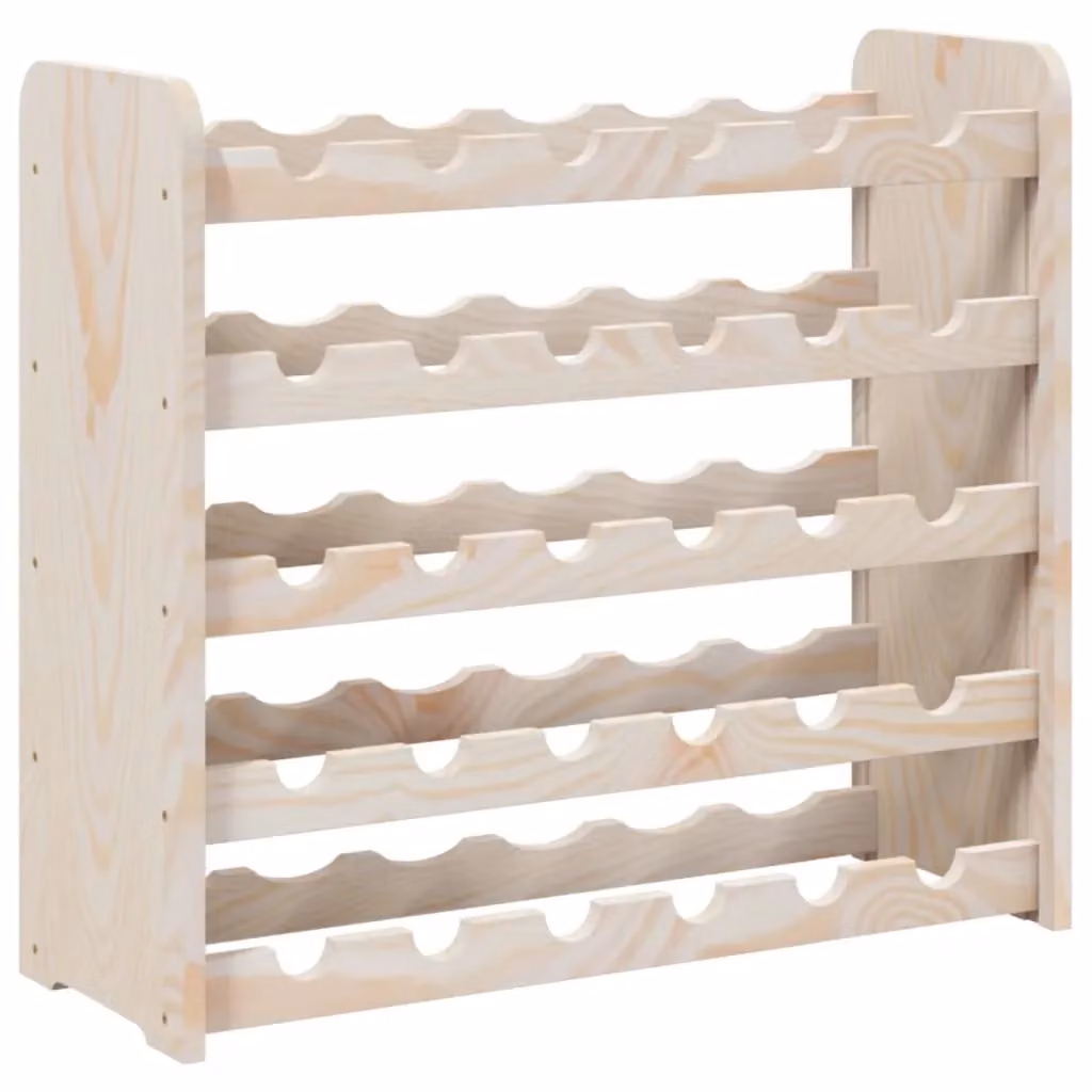 Berkfield Home Rustic Solid Pine Wine Rack, Brown, W/D/H: 67.5 x 25 x 60 cm – 2