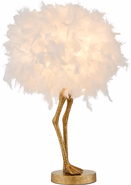 Litecraft Oscar Ostrich Legs Table Lamp in Gold and White