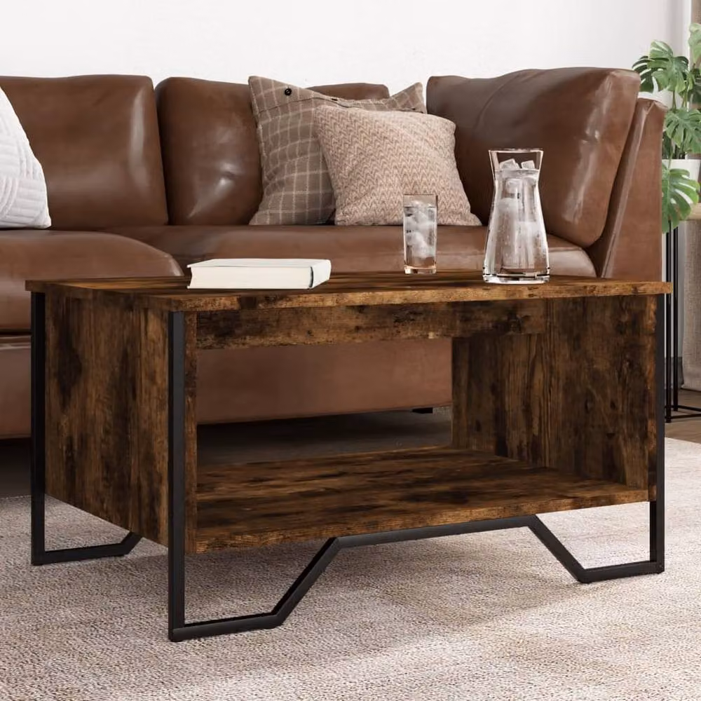 Berkfield Home Smoked Oak Coffee Table in Brown, W/D/H: 75 x 51 x 40 cm – 2