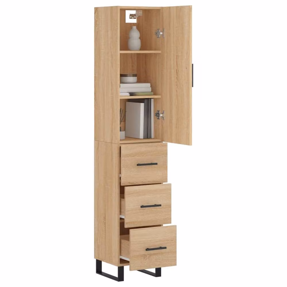 Berkfield Home Sonoma Oak Highboard in Beige, W/D/H: 34.5 x 34 x 180 cm – 2