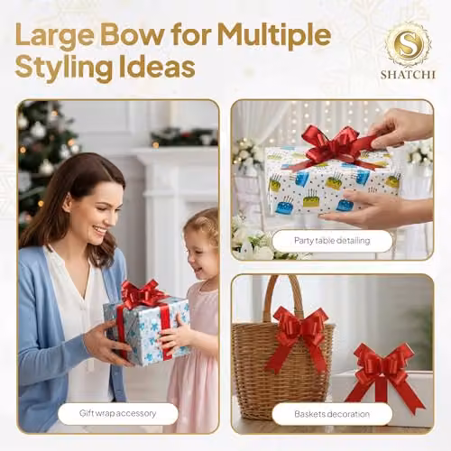 Shatchi Red Pull Bows, 60 Pack, 3 cm Width – 6