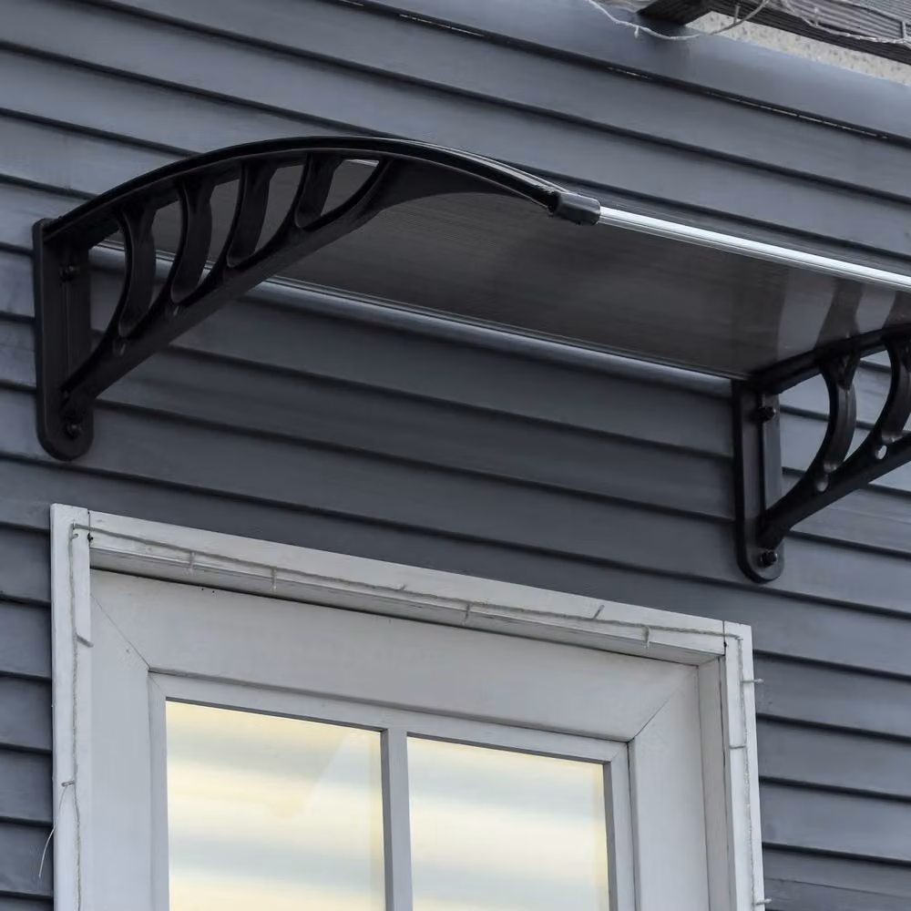 Rolipo Brown Aluminium Wall-Mounted Front Door Canopy Awning for Porch, W: 103 cm, D: 96.5 cm – 10