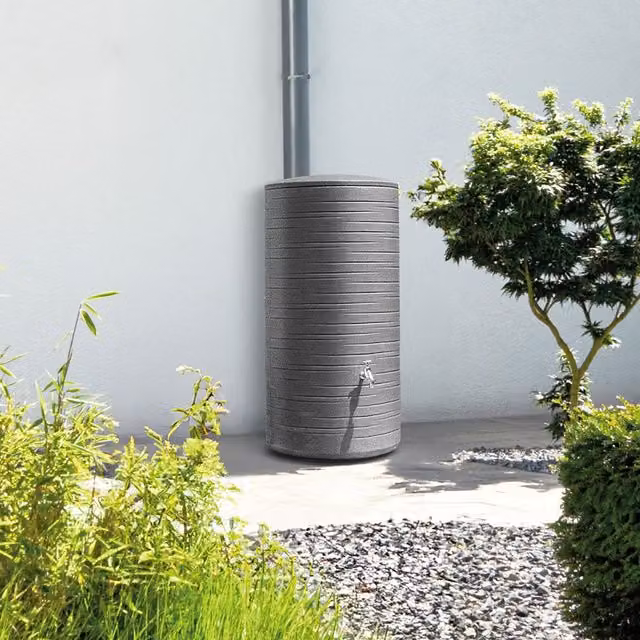 Charles Bentley Novara 280L Plastic Rain Barrel in Anthracite, H 117 x W 57 x D 57 cm