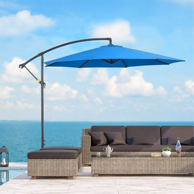 Outsunny Blue Cantilever Garden Parasol Sun Shade