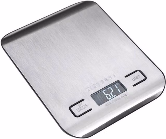 Kelvenix Digital Kitchen Scale with LCD Display, 10kg Capacity, Silver Stainless Steel – 1