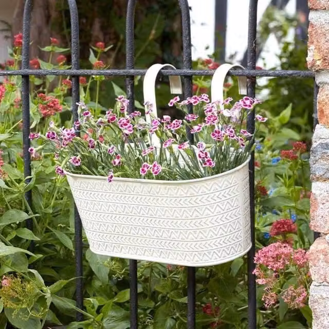 Marco Paul Ivory Window Box Planter for Fence and Balcony W: 30.48 cm, D: 30.48 cm, H: 30.48 cm