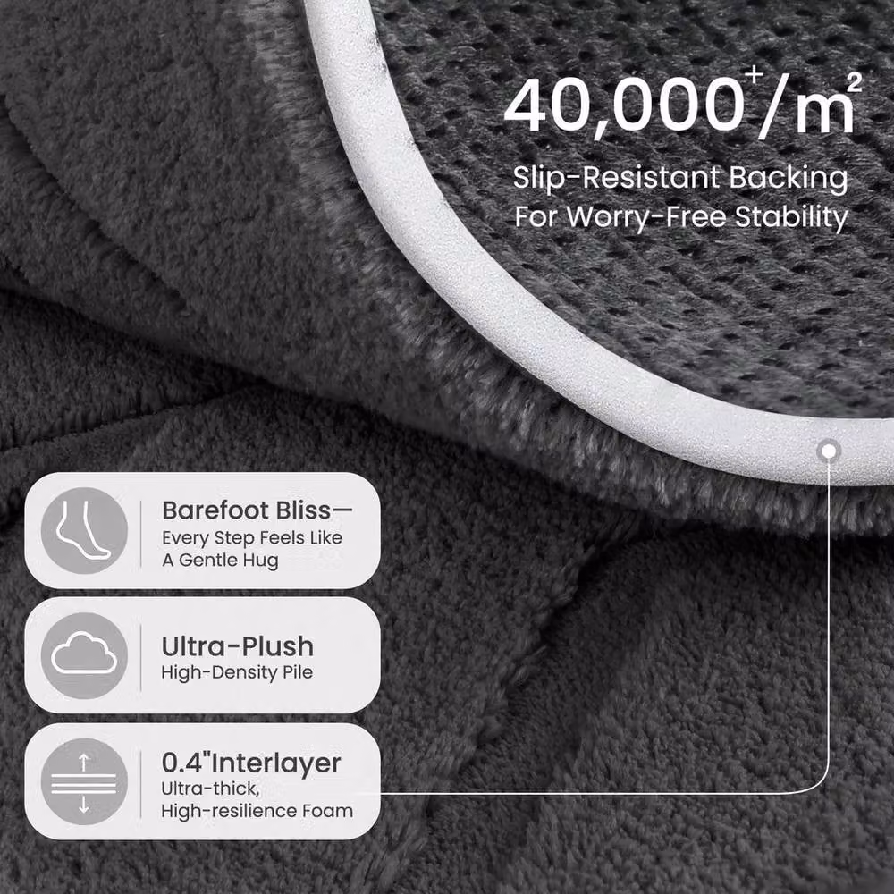 FORGEVIO Modern Round Non-Slip Rug in Dark Grey, Diameter: 100 cm – 2