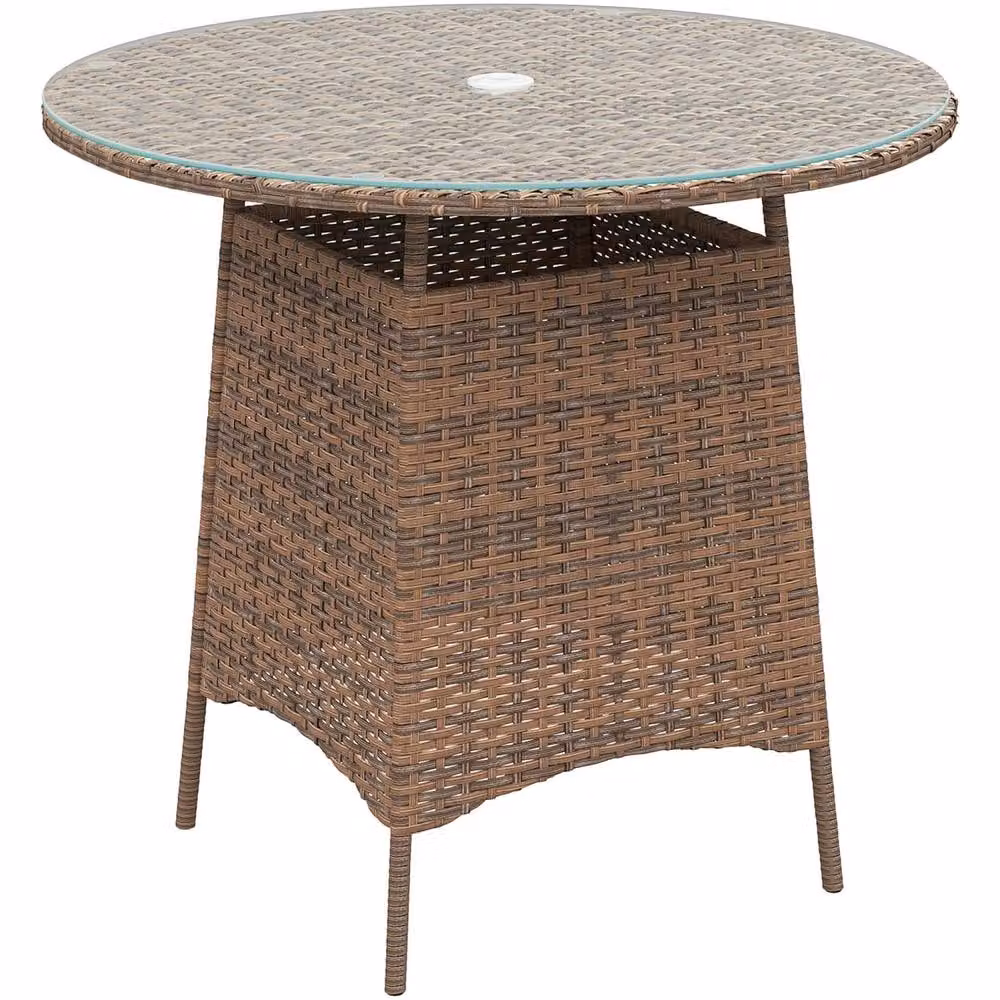 Wyld Haus Rotasa Brown Rattan Outdoor Coffee Table with Tempered Glass Top – 2