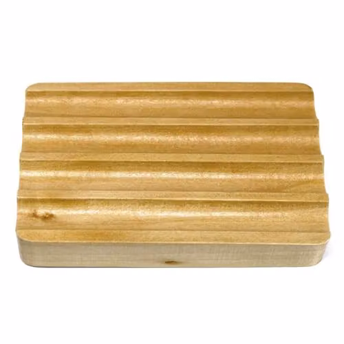 Ancient Wisdom Corrugated Hemu Wood Soap Dish with Drainage in Brown
