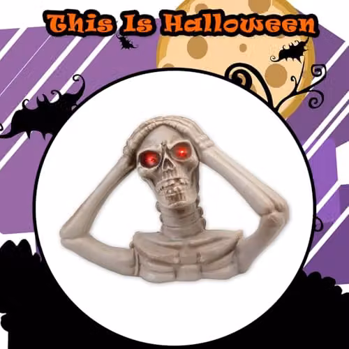 VFM e-Store Halloween Skeleton Bust with LED Eyes in White, Height: 18 cm – 6