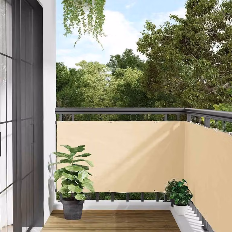 Berkfield Home Durable Balcony Privacy Screen in Beige, W: 600 cm, H: 90 cm