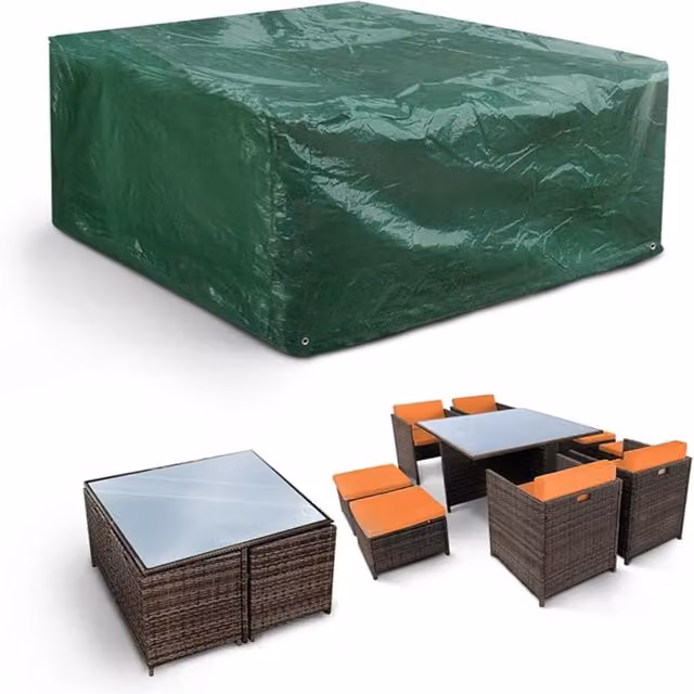 Keplin Waterproof Green Garden Bench Cover, W/D/H: 125 x 125 x 71 cm