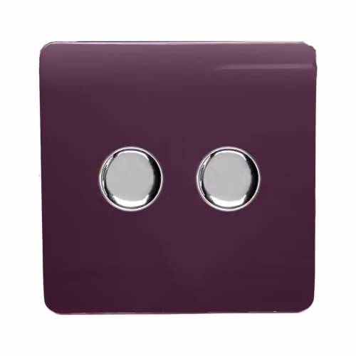 Trendi 2 Gang 2 Way 120w LED Dimmer Switch in Glossy Plum Purple – 2
