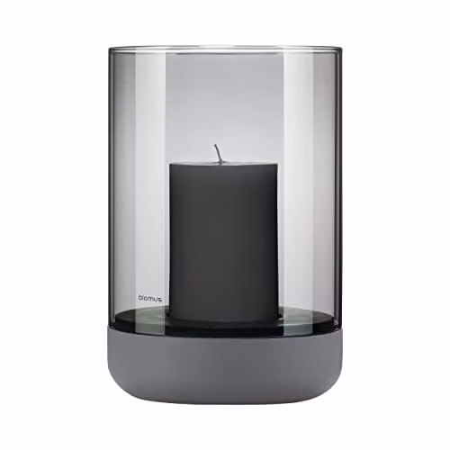 Blomus Calma Hurricane Lantern in Grey and Transparent, W/D/H: 22.5 x 15.0 x 15.0 cm – 1