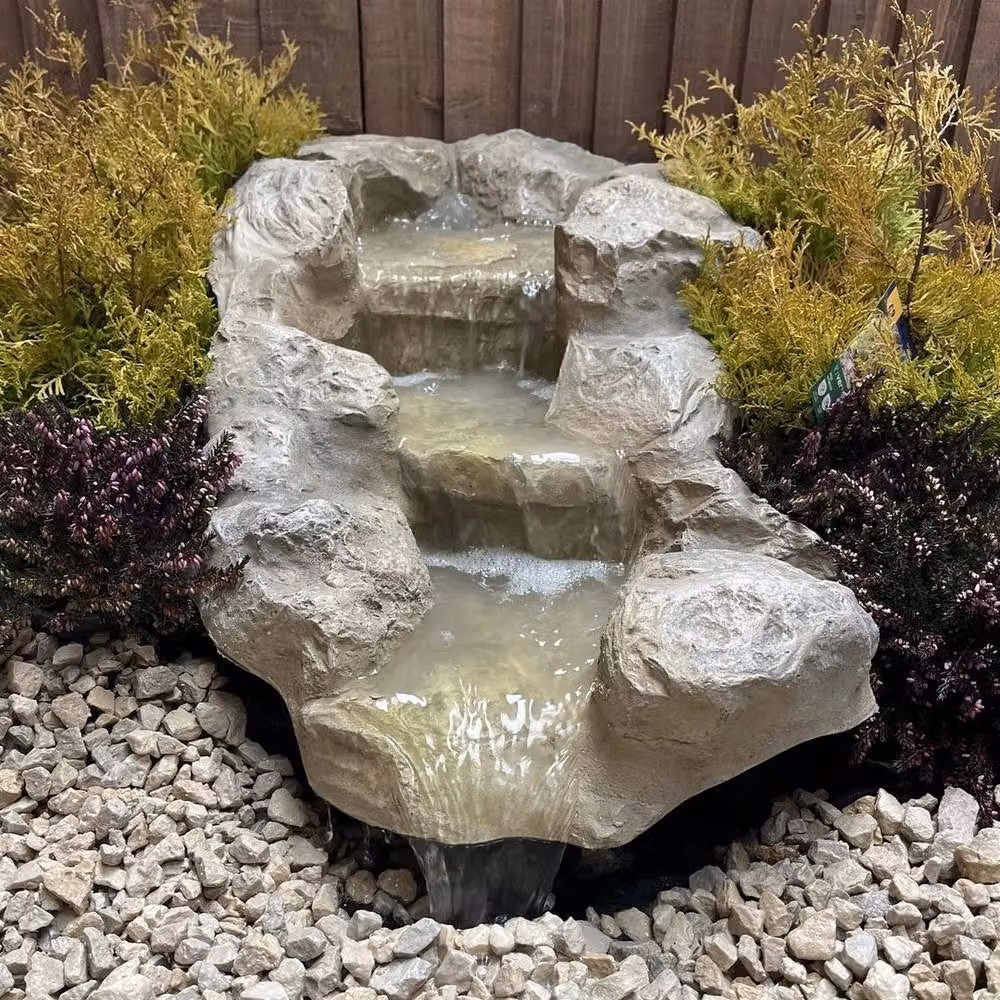 SPETLEK Realistic Stone Cascade Pond Waterfall in Beige – 2