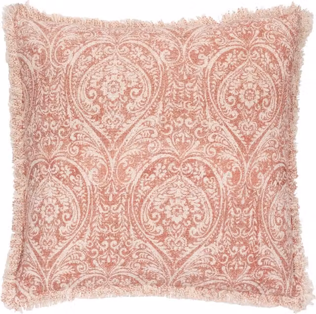 Make it a Home Durelle Damask Square Cotton Cushion in Pink and Orange