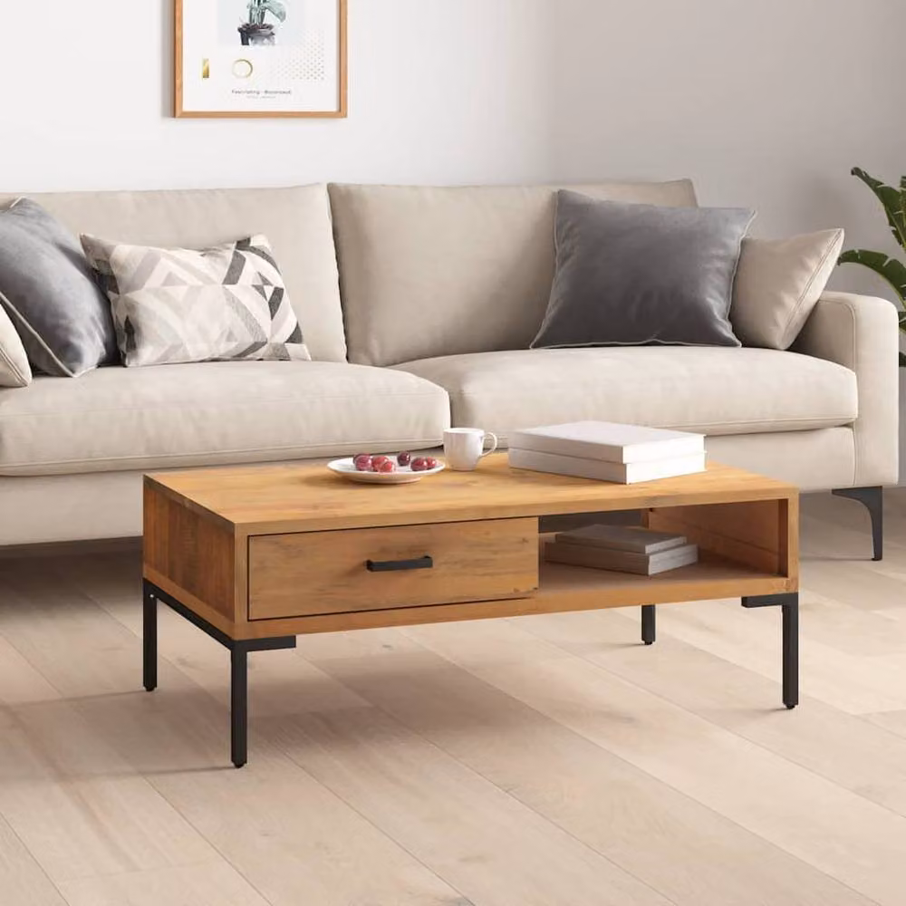 Berkfield Home Decorative Coffee Table in Brown Solid Pinewood, W/D/H: 90 x 50 x 35 cm – 2