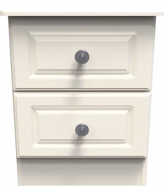 Ready Assembled 2 U Stirling 2 Drawer Bedside Cabinet in Cream – 1